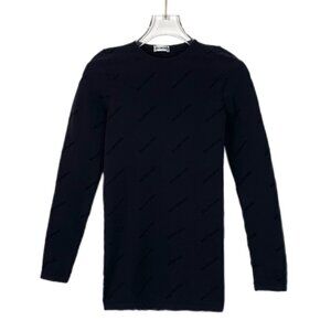 Balenciaga Black Logo Print Knit Sweater Size S Made In Italy